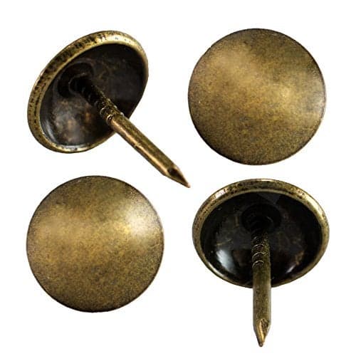 Decotacks 100 Pcs/Box Upholstery Tacks Upholstery Nails ∅7/16" Head x 1/2" Long Shank Antique Brass DX0511AB