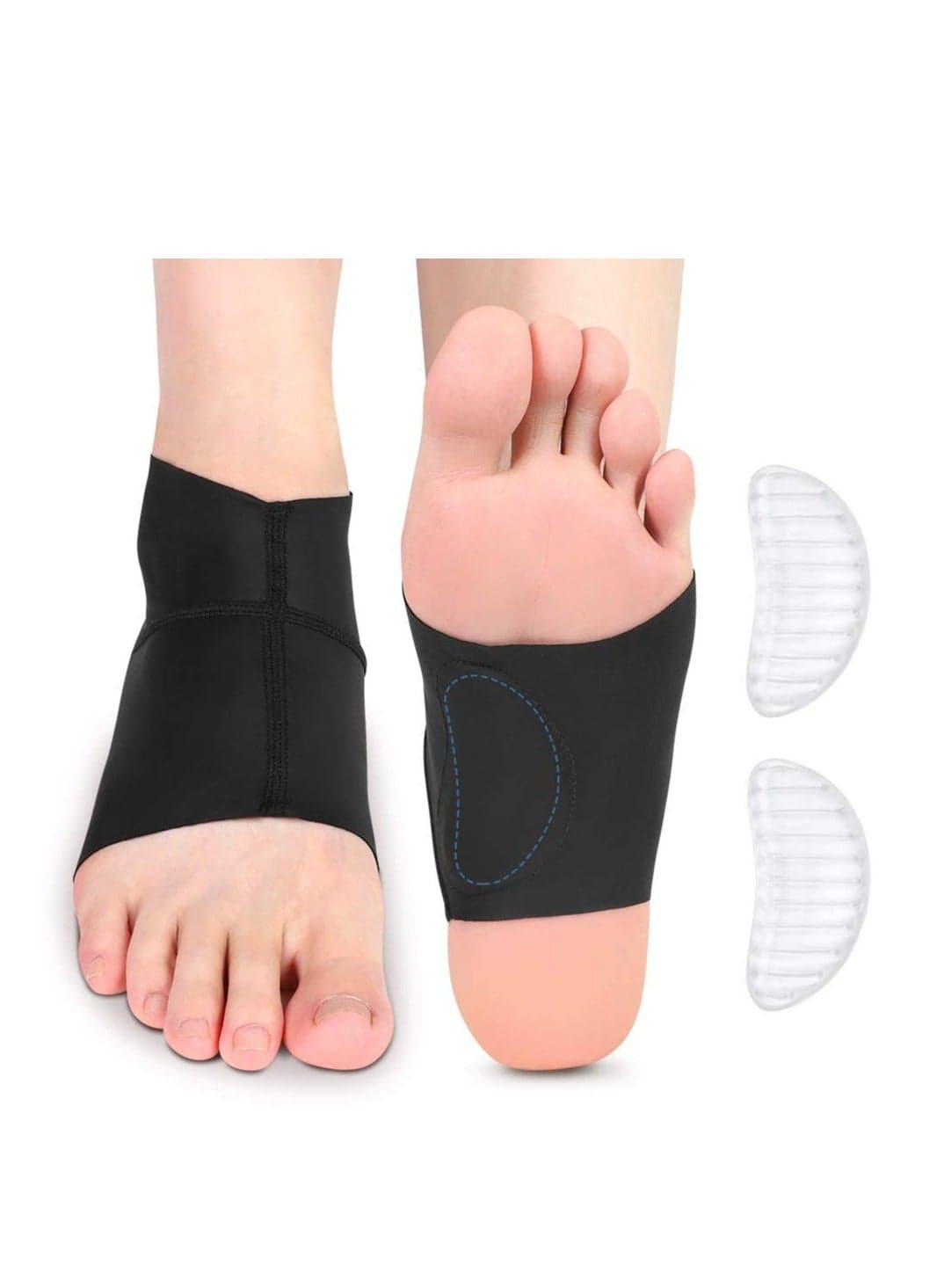 Arch Support Ankle Sleeve with Gel Pads for Plantar Fasciitis & Heel Spurs - Pain Relief for Flat Arches, Fits Men & Women (1 Pair)