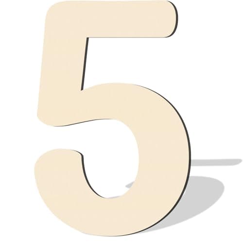 17 Inch Large Wooden Numbers Big Wooden Number 5 for Wall Decor Paintable Large Thick Wood Numbers for Crafts Wooden Cutout Sign for Nursery Birthday Wedding Party Home Decoration