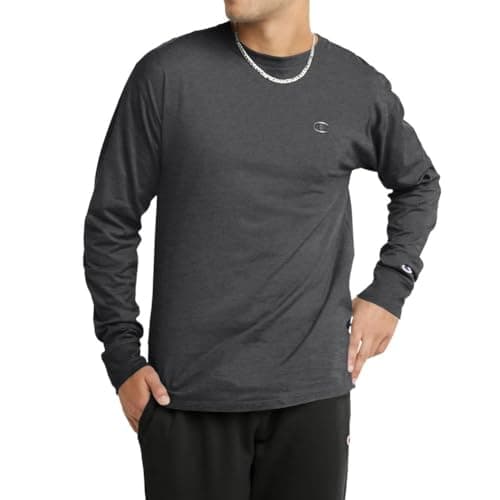 Champion Men's Classic Jersey Long Sleeve T-Shirt, granite Heather, XX-Large