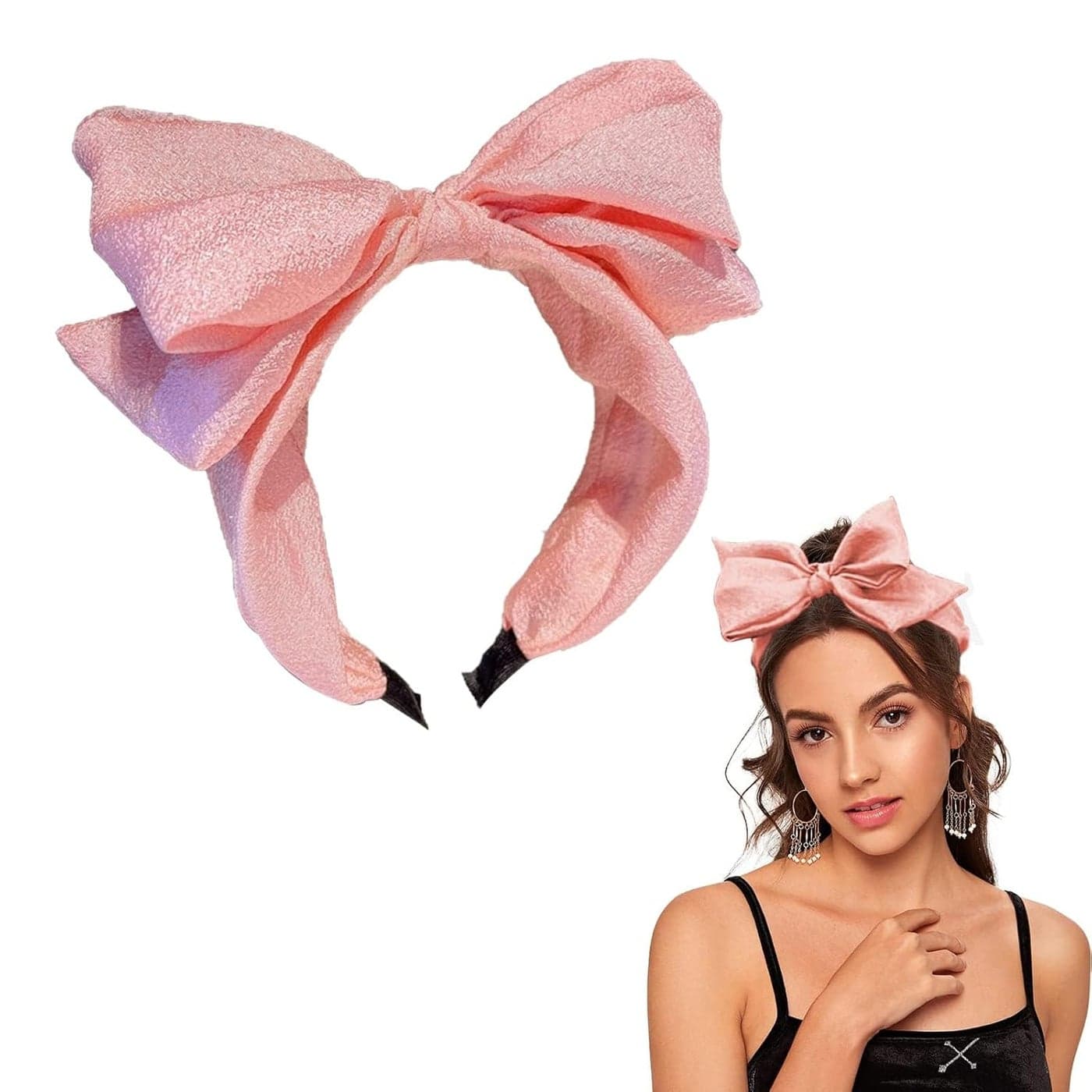 AEGYPIUS Hairband Large Knotted Bow Headbands for Women Wide Turban Headband with Bow Pink Stylish Hair Accessories for Women and Girls Choice Versatile for Any Occasion