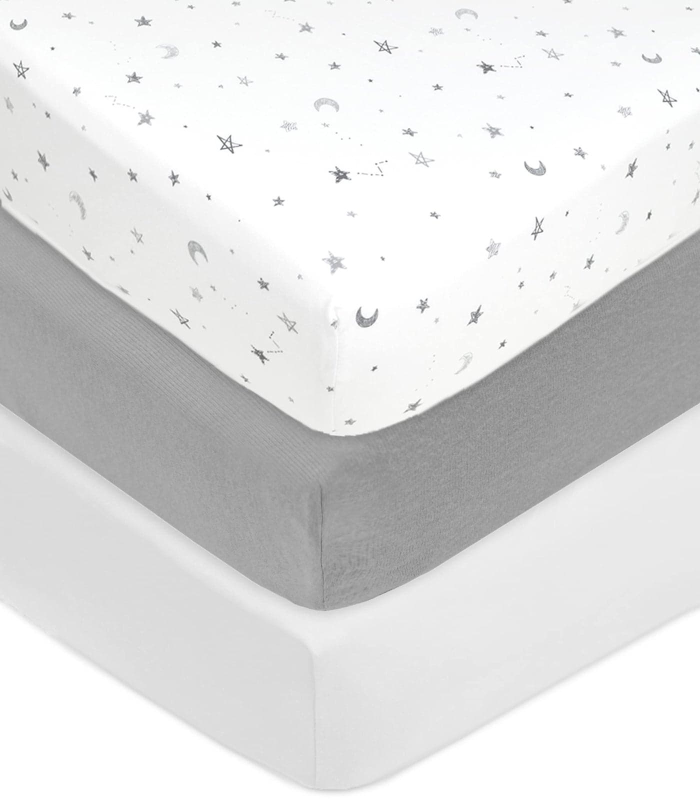 American Baby Company 3 Pack 100 Natural Cotton Fitted Crib Sheets 52 x 28 Soft Breathable Hypoallergenic Gentle Toddler Bed Sheets Gray StarsGrayWhite Neutral for Boys Girls