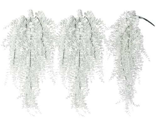 RECUTMS Fake Plant Hanging Eucalyptus Vines Plants Faux Eucalyptus Leaf Hanging Plant for Room Wedding Proch Yard Outdoor Home Wall Kitchen Bathroom Indoor Decoration in 3 Pcs(Pure White)