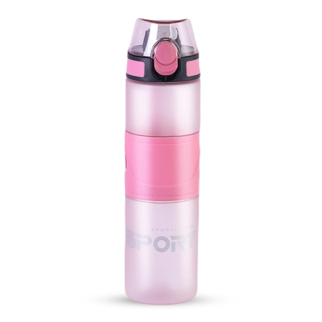 Attro ICY Sport 800ml Matt Finish Plastic Water Bottle with Straw and Designer Strap Ideal for Gym Workout Sport 800mls Travel School Office Stylish Sleek Hydration Solution Rose Pink