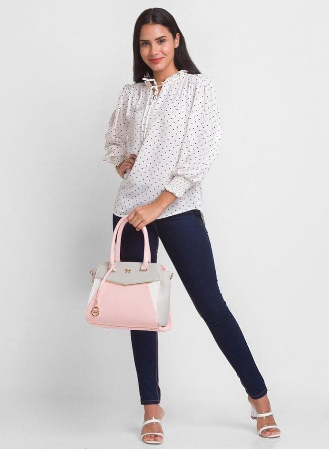 Globus Polka Dots Tie-Up Neck Balloon Sleeve Top — M