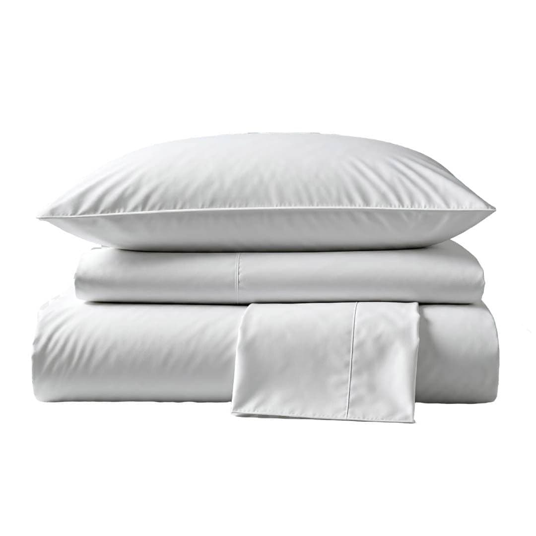 Peru Pima Bed Sheet Set California King Size 4 Pieces 100 Peruvian Pima Cotton Percale 415 Thread Count Cooling Breathable Soft HotelQuality Bedding White