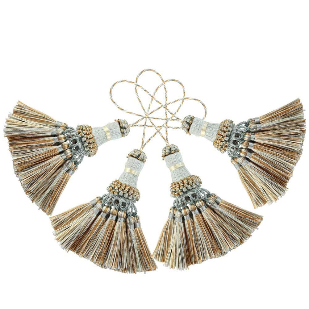 BEL AVENIR Elegant Polyester Tassel Handmade Colorful Craft Tassels Charms for Key Chain Straps DIY Accessories Blue 4 Pack