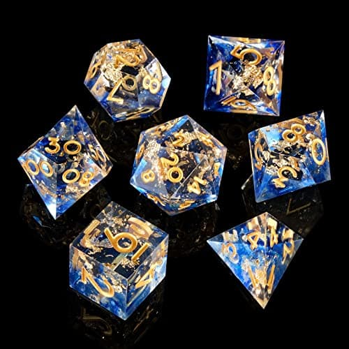 DND Dice Set Handmade 7 Accessories Sharp Edge Dice for Dungeons and Dragons TTRPG Games MultiSided RPG Polyhedral Resin Sharp Edge Dice Roleplaying Games