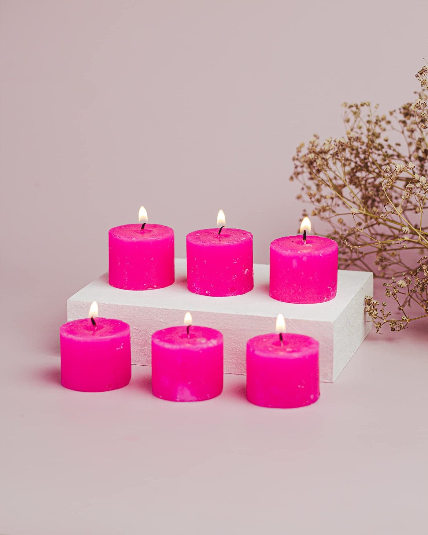 AuraDecor Wax Votive Candles, Set of 6, Rose