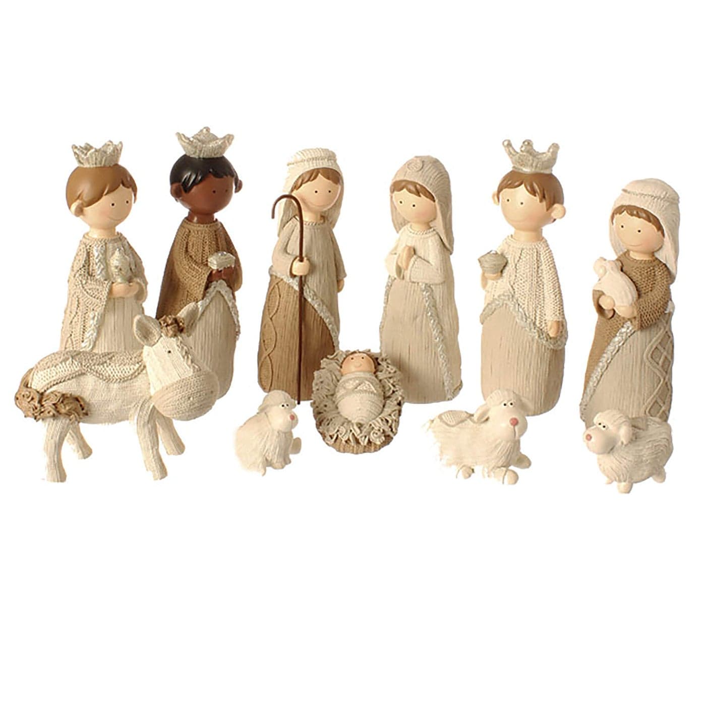 11piece Faux Knit Style Holy Family Resin Christmas Nativity Manger Set 85 Inches