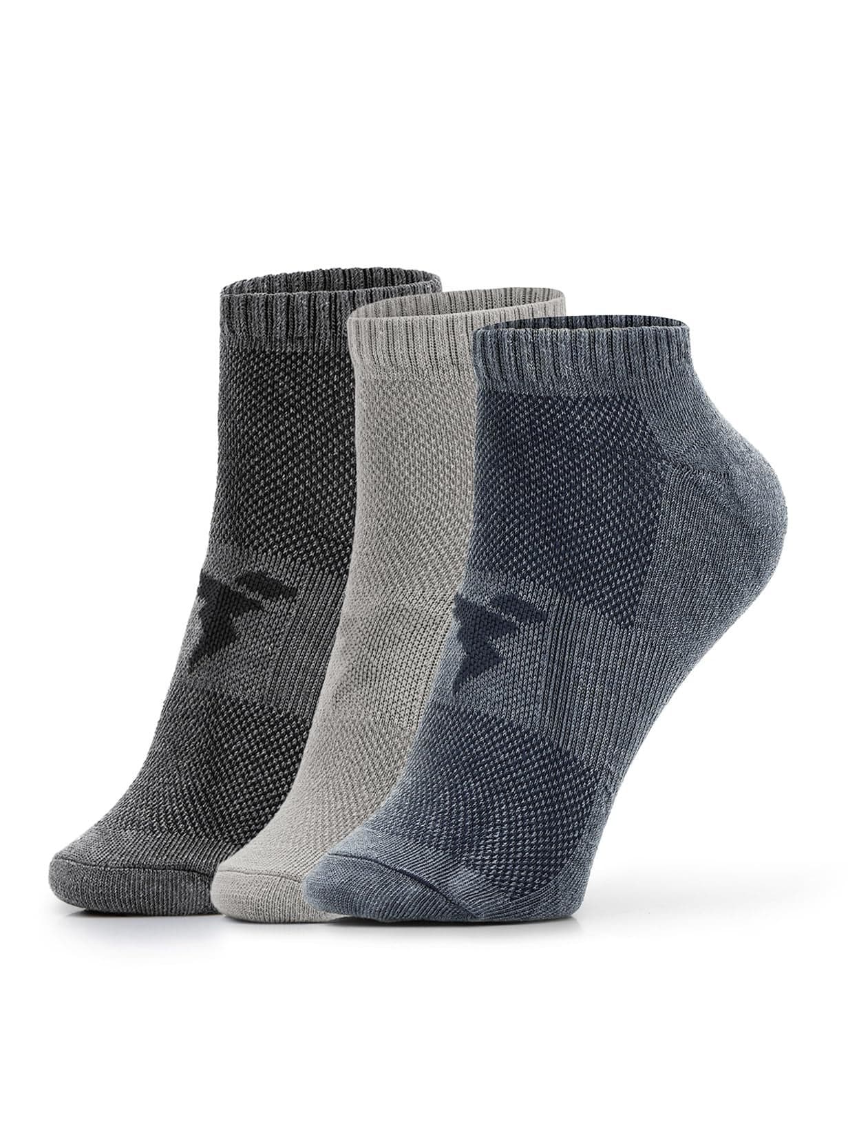 TECHNOSPORT Men's Polyester Ankle Length breathable Odour Resistant Ventmesh Socks - Pack of 3