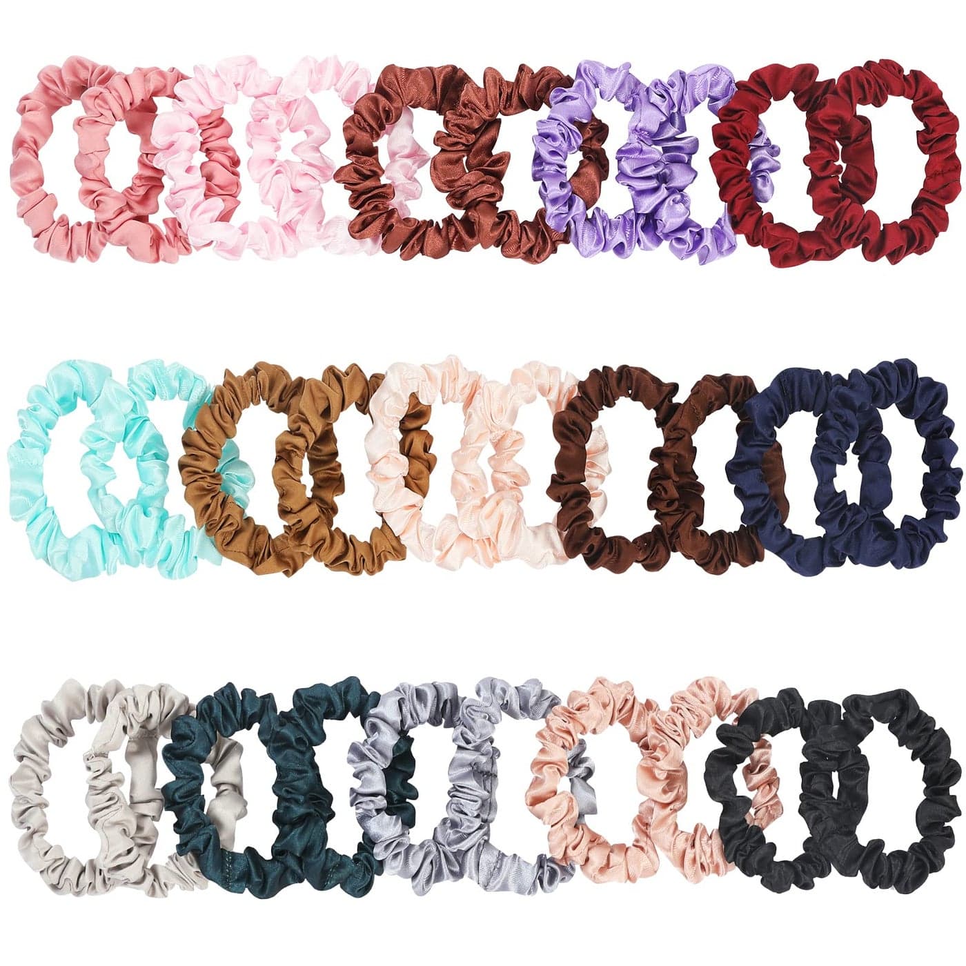 KECUCO 30Pcs Small Silk Satin Hair Scrunchies Hair Ties for Women Girls Hair Accessories Gift Multicolor A