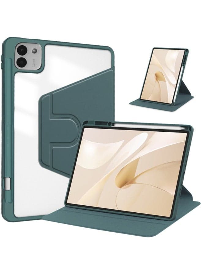 Case for Honor MagicPad 3 13.3-inch (2025) Tablet Leather Case with Auto Wake/Sleep, 360° Rotating Stand Acrylic Clear Back Cover Built-in Pencil Holder