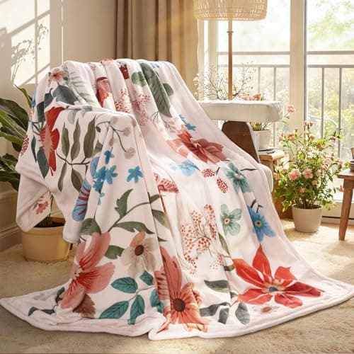 Lahome Floral Fleece Blanket for Women Girls Dorm Boho Decor Small Throw Blanket for Couch Bed Chair Cover Decorative Fleece Blanket Throws Mom Gift Spring Home DecorBorder Flower Pink 50x60
