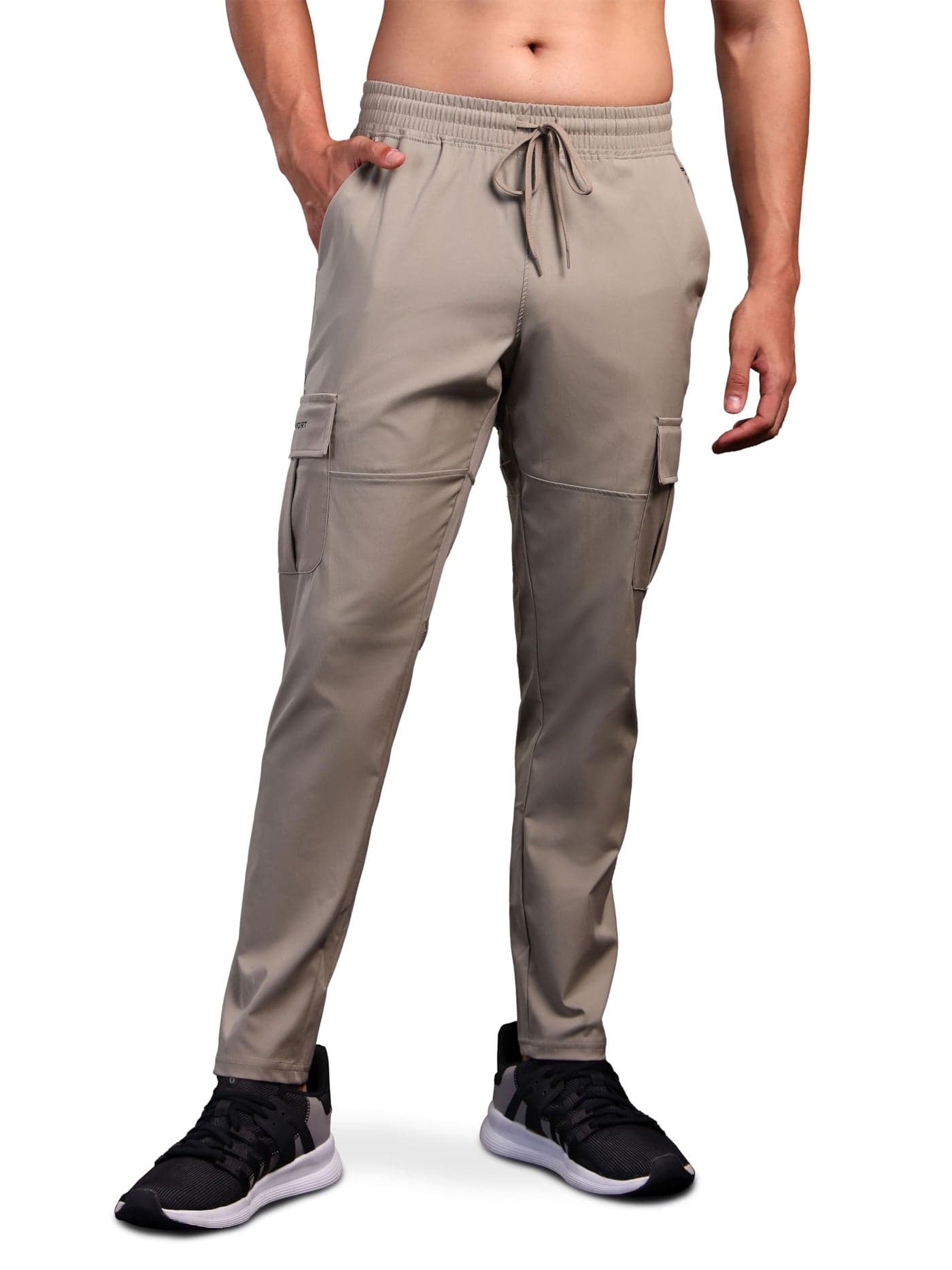 TECHNOSPORT Mens Polyester Regular Fit Solid Cargo for Activewear, Regular Use and Quick Dry - (MPOR99KHI_Khaki_L)
