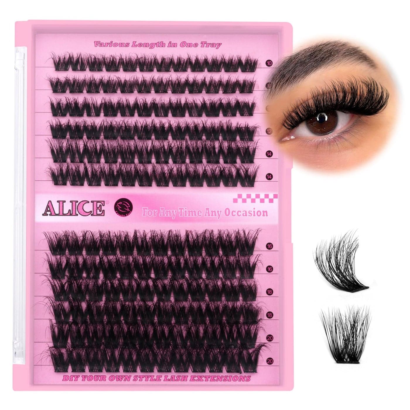Lash Clusters DIY Lash Extensions 1020MM Cluster Eyelashes 144pcs Wispy Volume Individual Lashes Eyelash Extensions DIY at Home by ALICE