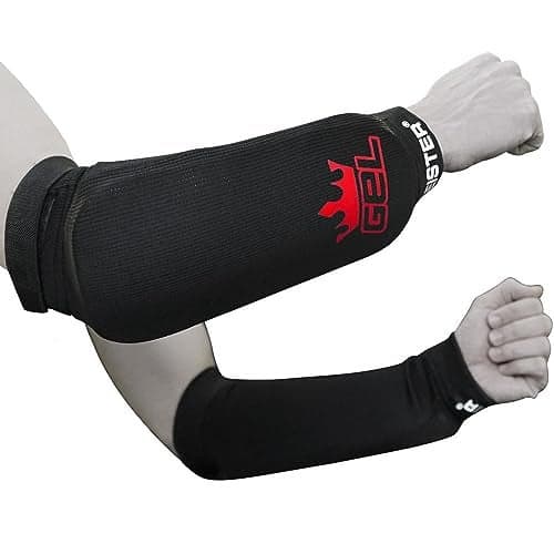 Meister MMA Elastic Cloth Forearm Guards w/Integrated Gel Padding (Pair) - Black - Youth/X-Small