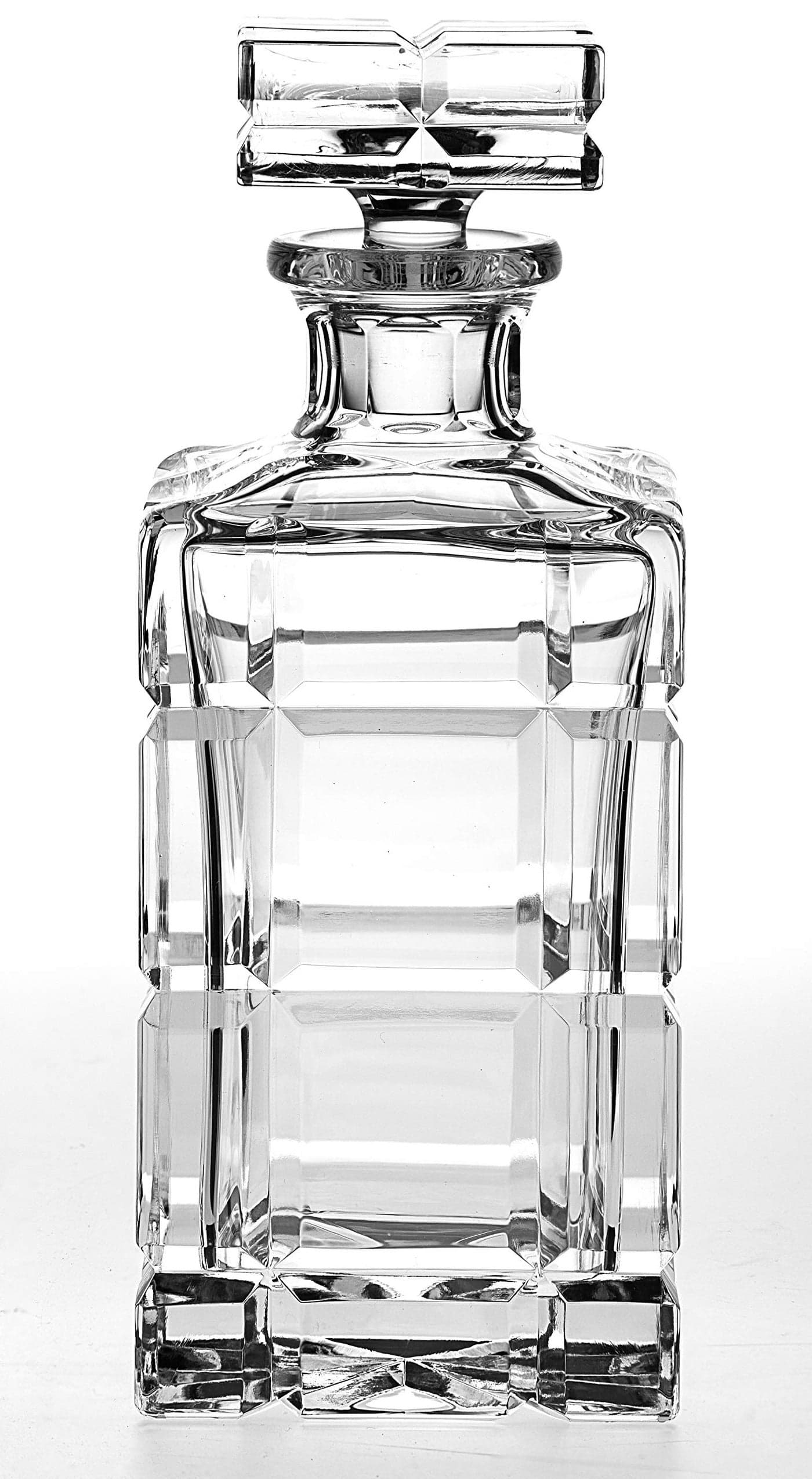 Barski Hand Cut Mouth Blown Crystal Whiskey Beautiful Square Decanter 25 oz Made in Europe