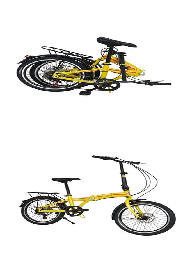 Folding Bike || 20 Inch Wheel Size || 6 Speed|| Kids Unisex || Adjustable Seat || Yellow