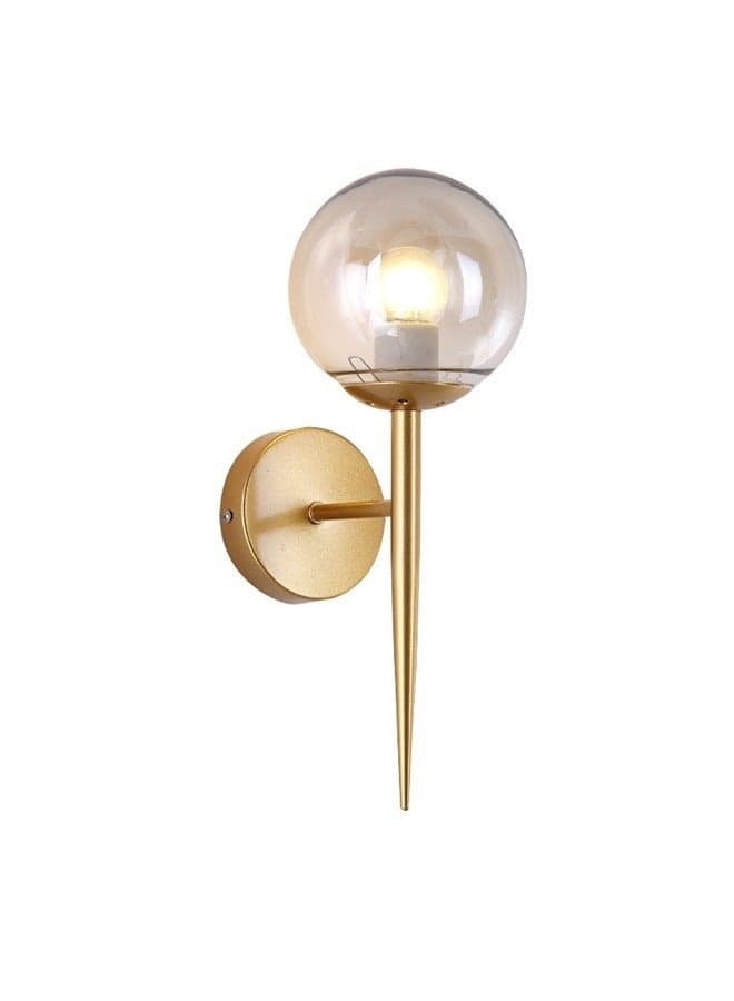 Modern Style LED Wall Light Gold/Clear 13 x 34cm,Wall Sconce Glass Globe Wall Light Fixtures Vanity Lights with Round Glass Shade, Metal Wall Sconce Lighting for Living Room Bathroom Hallway E27