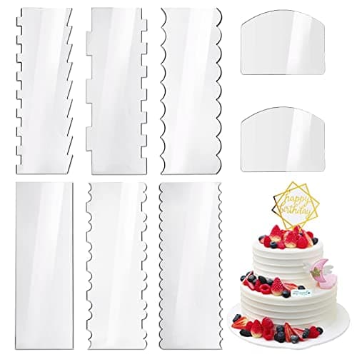 Cake Scraper Cake Comb Edge Smoother Tool Pastry Cutter Kitchen Baking Tools Cake Scraper Smoother in 13 Patterns for Different Shapes of Cake Edges Transparent