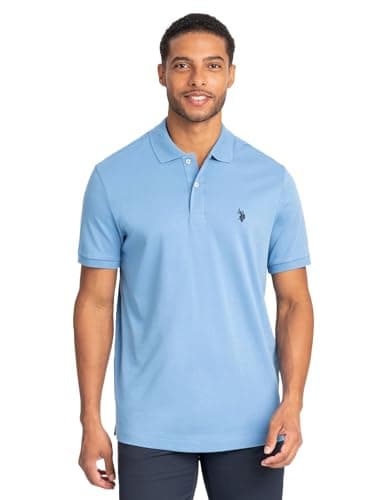 U.S. POLO ASSN. Mens, Solid Interlock Polo, Oceanside Blue, Large