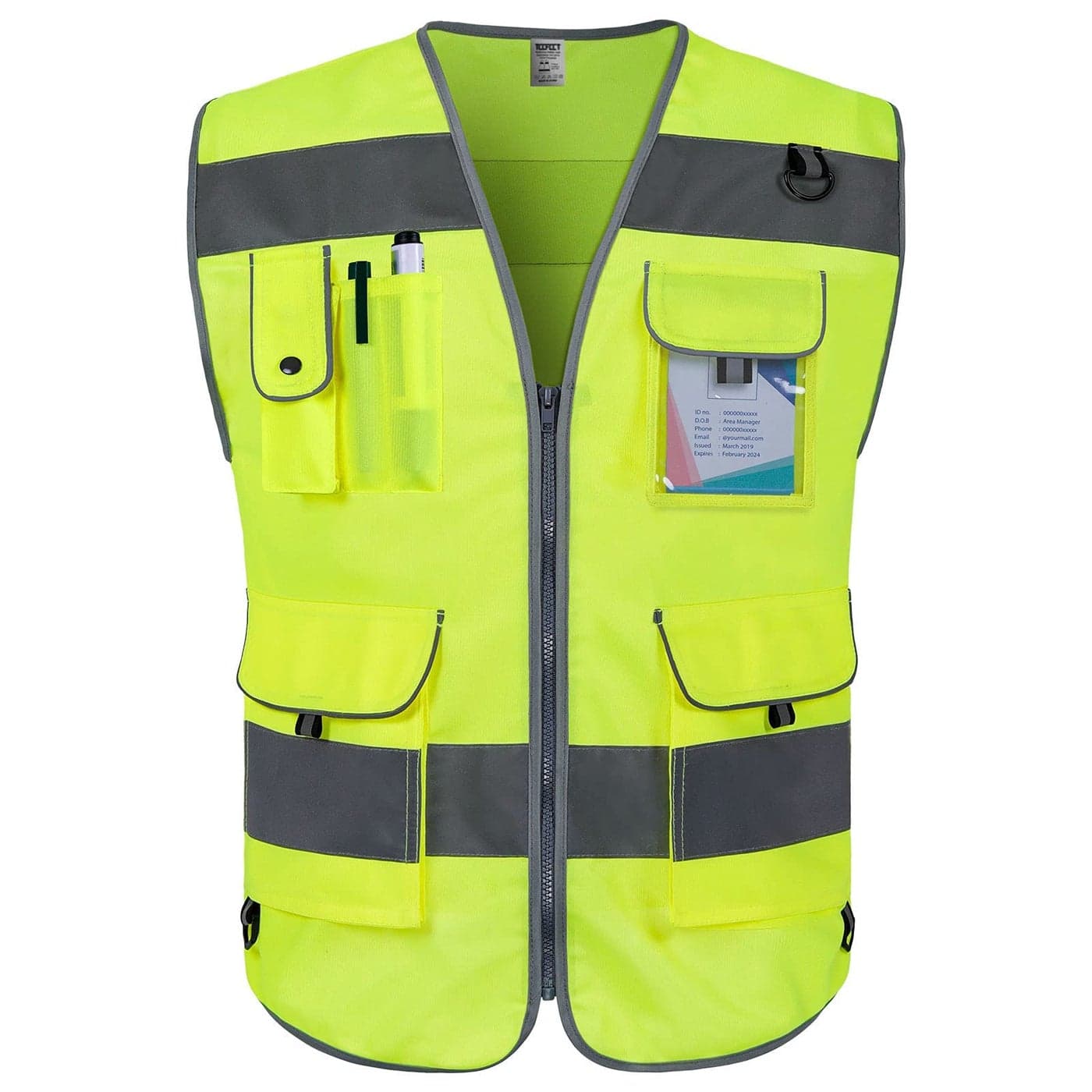 TCCFCCT Safety Vest for Men Women 9 Pockets High Visibility Vest for Safety Reflective Work Vest with Reflective Strips Meets ANSIISEA Standards Yellow Large