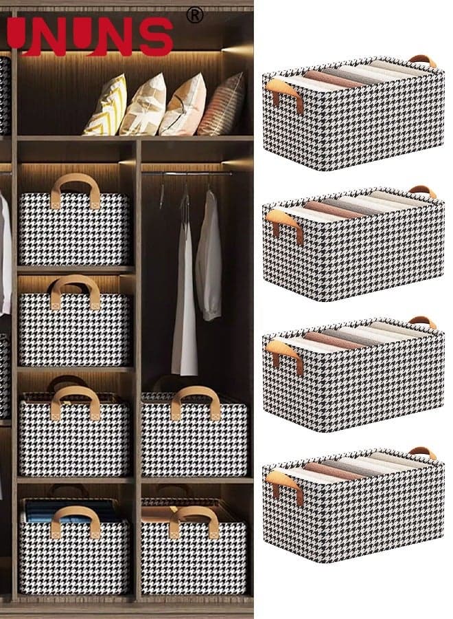 4pcs Wardrobe Clothes Organizer Foldable Closet Storage Organizer With Handles for Clothes Jeans Washable Closet Storage Boxes Cube Storage Bin for Home Bedroom Office,47x28x20cm