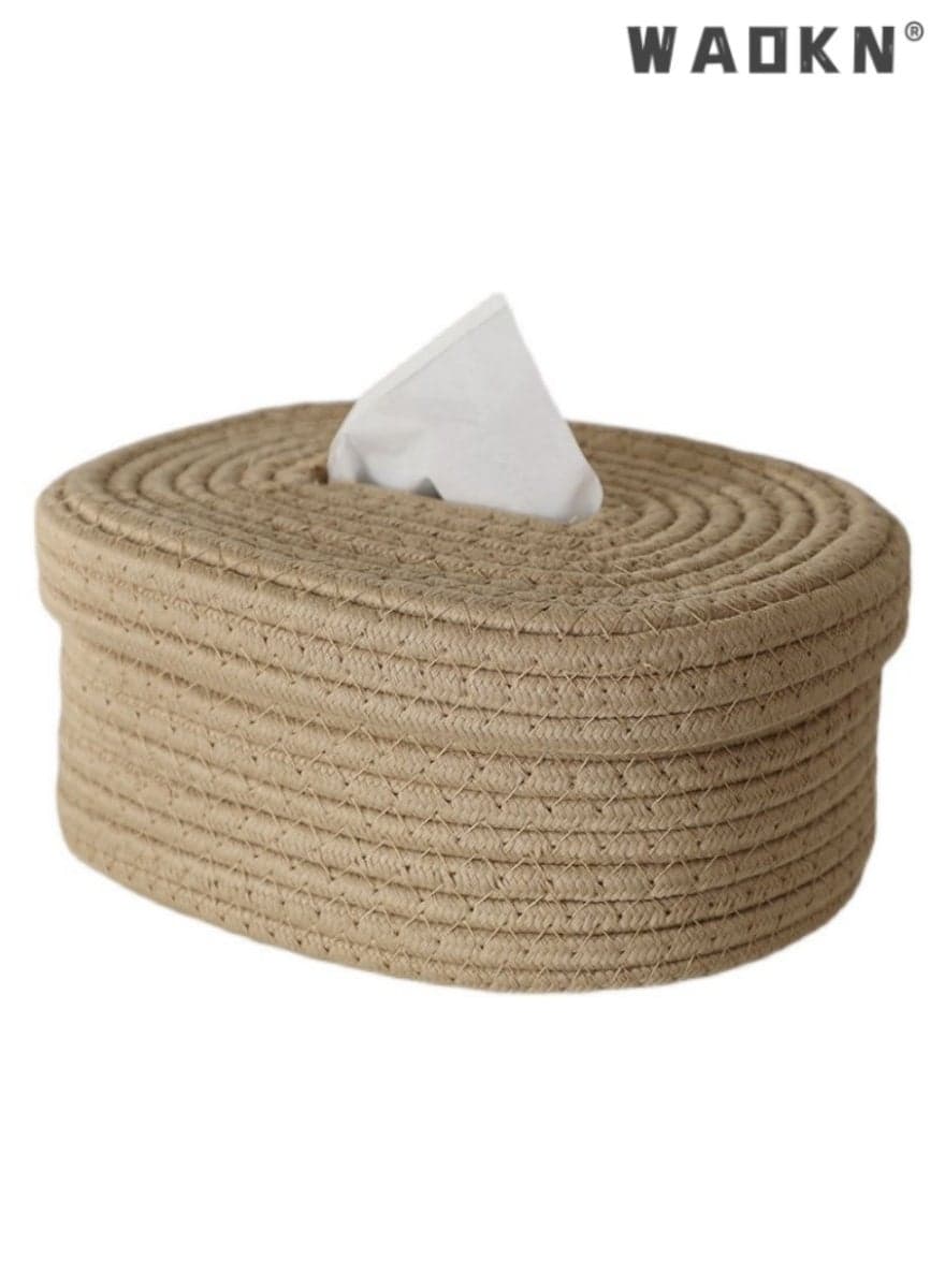 Simple household woven storage basket, bathroom waterproof non-woven toilet paper box, living room desktop multifunctional tissue box, convenient to use, durable, exquisite