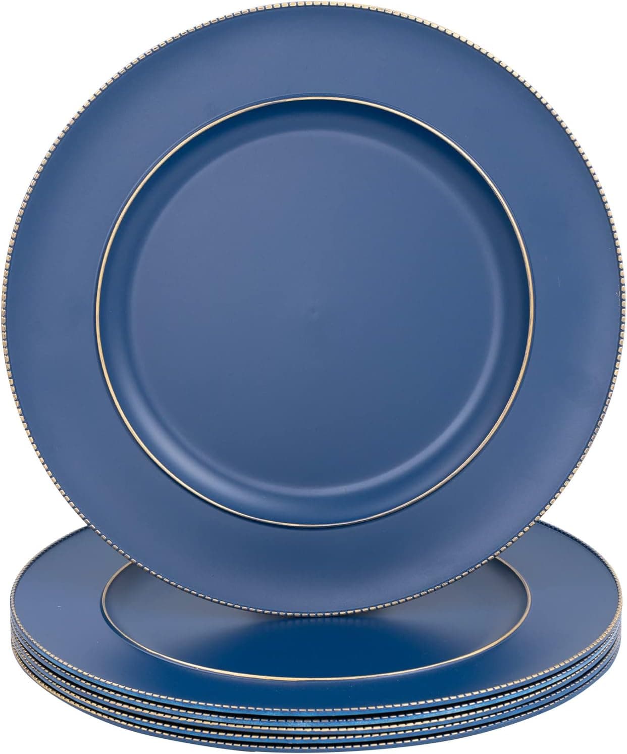MAONAME Blue Charger Plates 13 Plastic Round Plate Chargers for Dinner Plates Plate Chargers Set of 6 Beaded Table Chargers for Wedding Table Setting