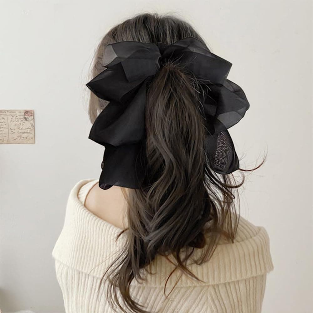 Versatile Hair Clips and Barrettes for Women and Girls Bow Claws Banana Clips Black Bowknots for Ponytails Birthday and Christmas Gift Set