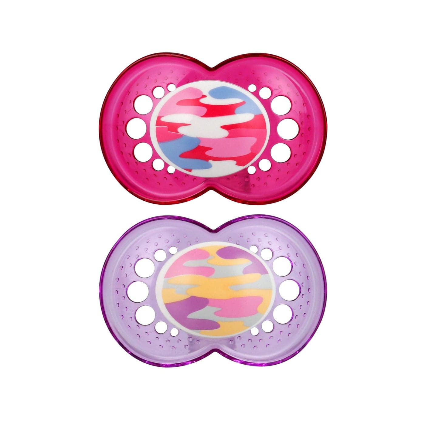 MAM Original Baby Pacifier Nipple Shape Helps Promote Healthy Oral Development Sterilizer Case 2 Pack 16 Months CamoGirl