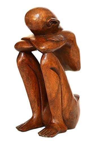 G6 Collection 12" Abstract Sculpture Wooden Handmade Handcrafted Art - Resting Man - Home Decor Decorative Figurine Accent Decoration Rustic Hand Carved Statue Resting Man
