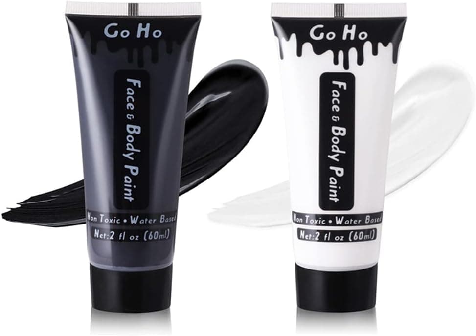 Mysense Black and White Cream Face Body Paint MakeupWater Based Painting for Adults Children Raven Cosplay SFX Costumes Festivals Halloween4 OZ 60ML60 Ml