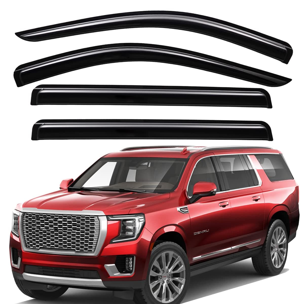 Lightronic WV94716 OutsideMount Side Window Deflectors Visors Vent Rain Guard Dark Smoke 4Pieces Set Fits 20212024 Cadillac Escalade ESVChevrolet SuburbanGMC Yukon XL