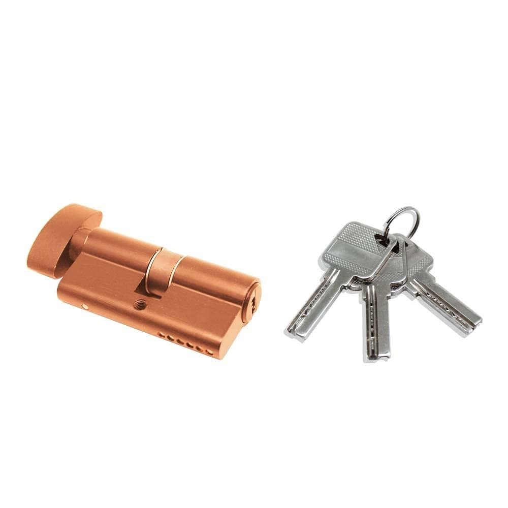 Volo Brass Cylinder 70mm with 3 Brass Computerised Keys Suitable for CY Mortise Lock Set Colour Rose Gold