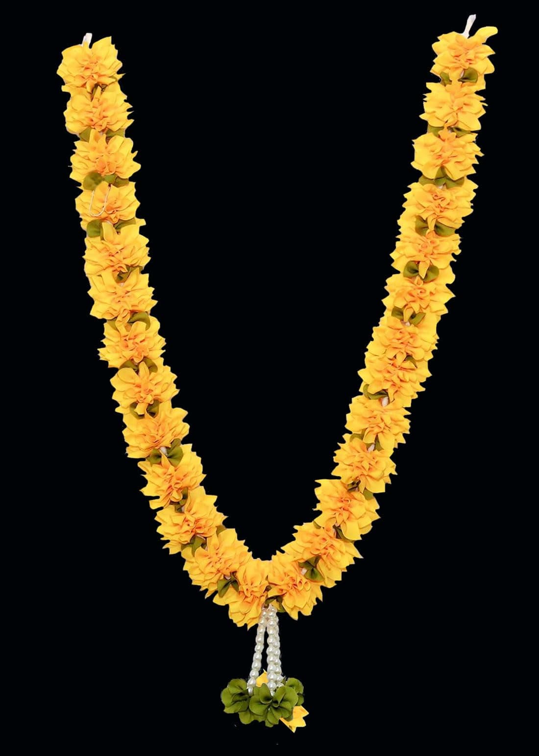 Tia Crafts Washable Handmade Artificial Sevanti Photo Garland, Flower Mala for Photo Frame & God Idols (Yelllow)