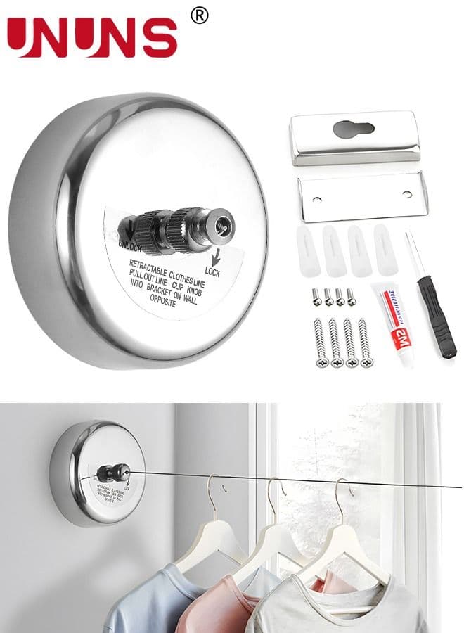 Retractable Clothesline,304 Stainless Steel Clothing Line Dryer with Adjustable Rope String,9.2 Feets Clothes Line For Hanging Drying Indoor Room Bathroom Laundry Outdoor