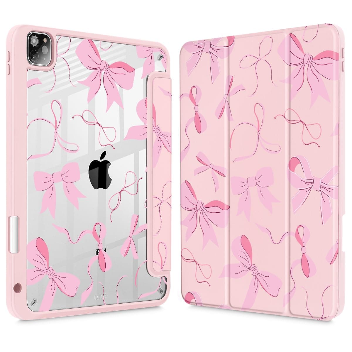 May Chen for iPad Pro 11 inch M2 4th Generation 2022 iPad Pro 11 3rd2nd1st Gen Case with Transparent Shockproof Back Cover Builtin Pencil Holder Auto SleepWake Pink Bows P631