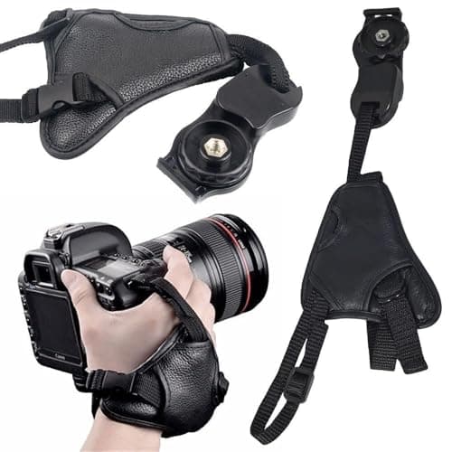 Schsteindar® PU Leather Soft Camera Hand Grip/Wrist Strap for Canon Nikon Sony SLR DSLR (Black)