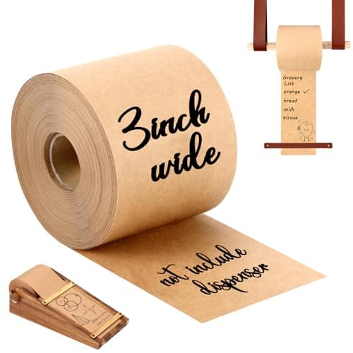 3 Inch Kraft Note Paper Roll Brown Grocery List Roll Butcher Paper for Dispenser Desktop Wall Mounted Holder 98ft Memo Notes Notepad Message Boards to Do List Home