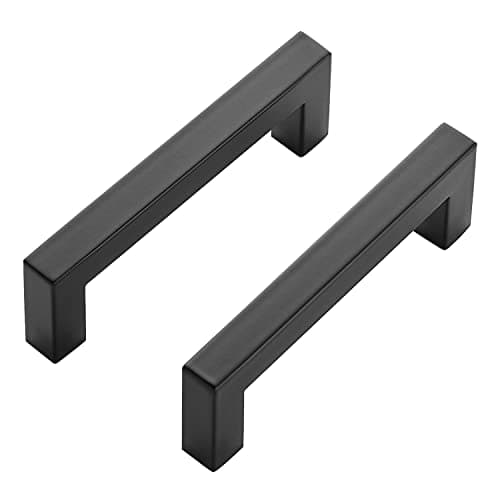 Ravinte 10 Pack Black Cabinet Pulls 3-3/4 Inch Square Cabinet Handles Matte Black Kitchen Hardware for Cabinet Drawer Pulls Come with Screwdriver