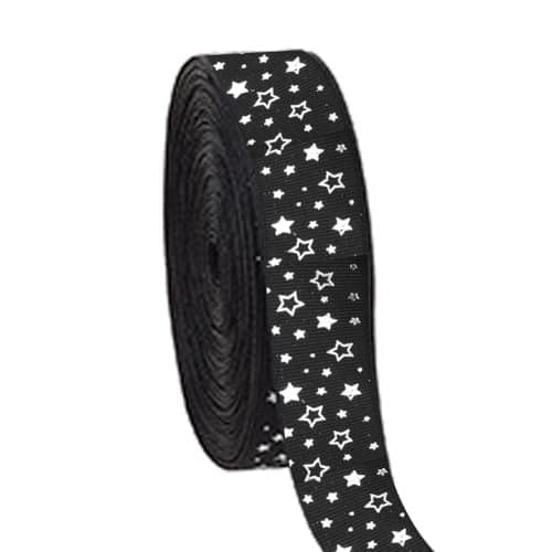 PH PandaHall 25 Yards Star Ribbon 1 Independence Day Patriotic Ribbon Black Grosgrain Ribbons Decorative Printed Craft Ribbons for Bows Wreath Making Gift Wrapping Home Decor DIY Crafts