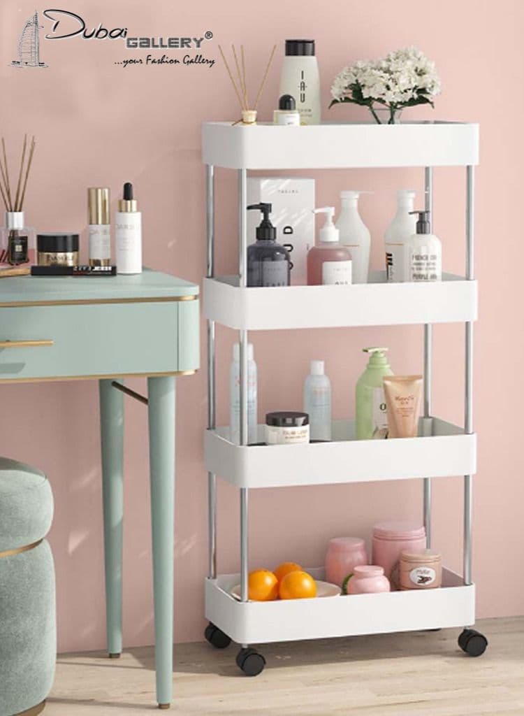 4-Tier Bathroom Trolley Storage rack White