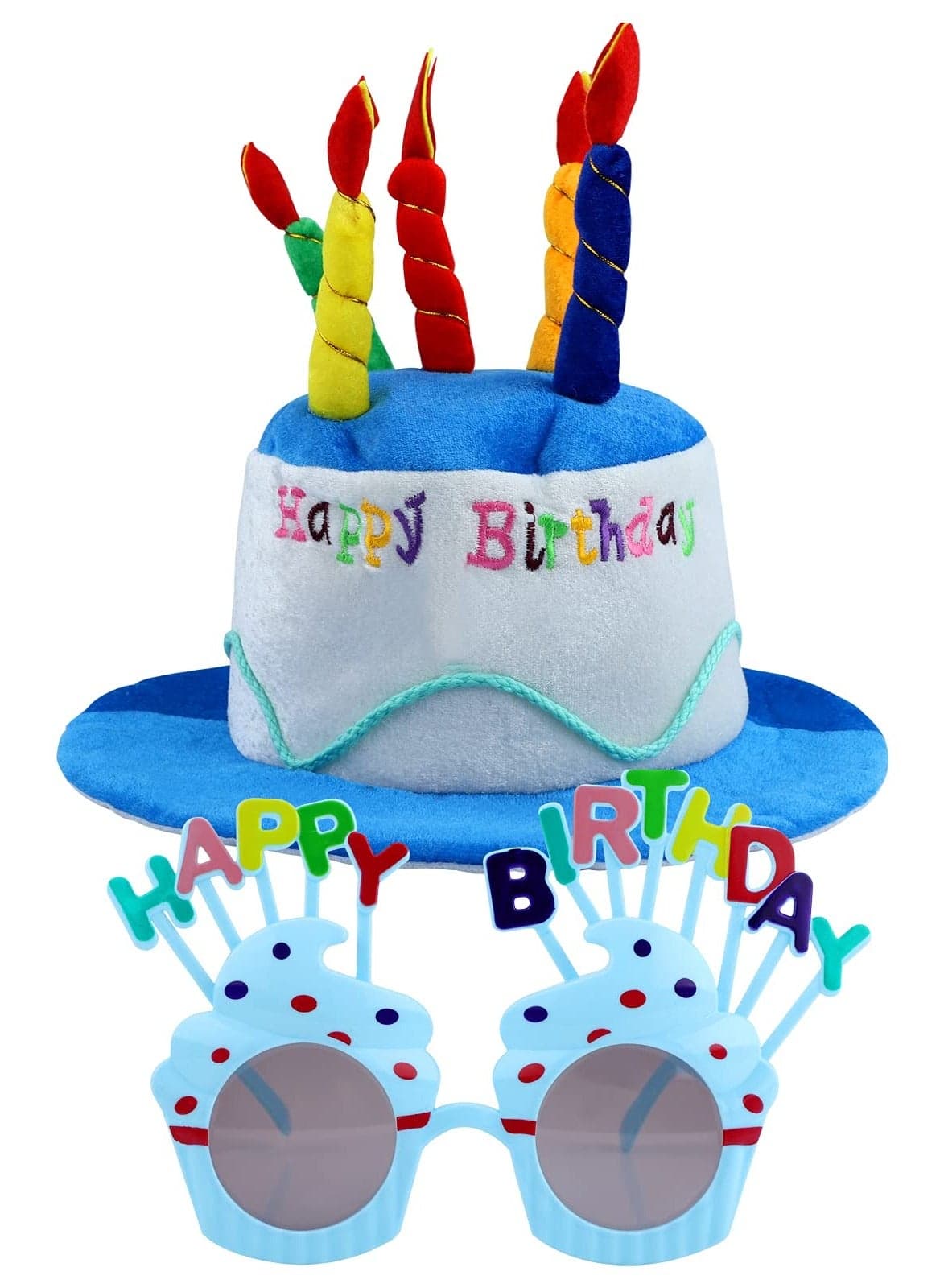 Happy Birthday Hat with Plush Cake Design and Birthday Glasses - Fun Party Decoration for Girls and Adults Celebrating Birthdays! Perfect for Birthday Parties and Festive Celebrations.