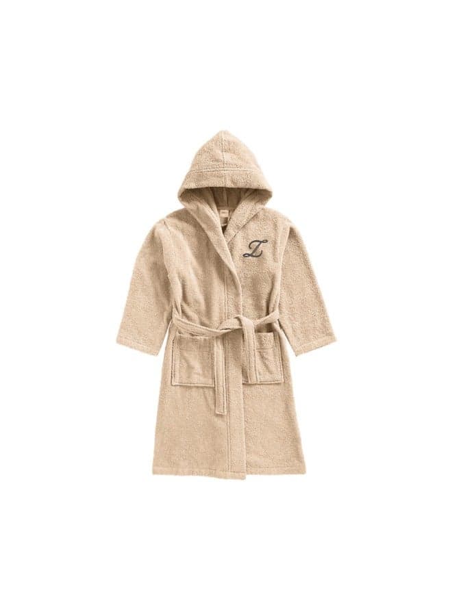 Daffodil (Beige) Monogrammed 6 Year Kids Bathrobe (108 x 104 Cm) Hooded Terry Cotton Set of 01 - Letter "Z"