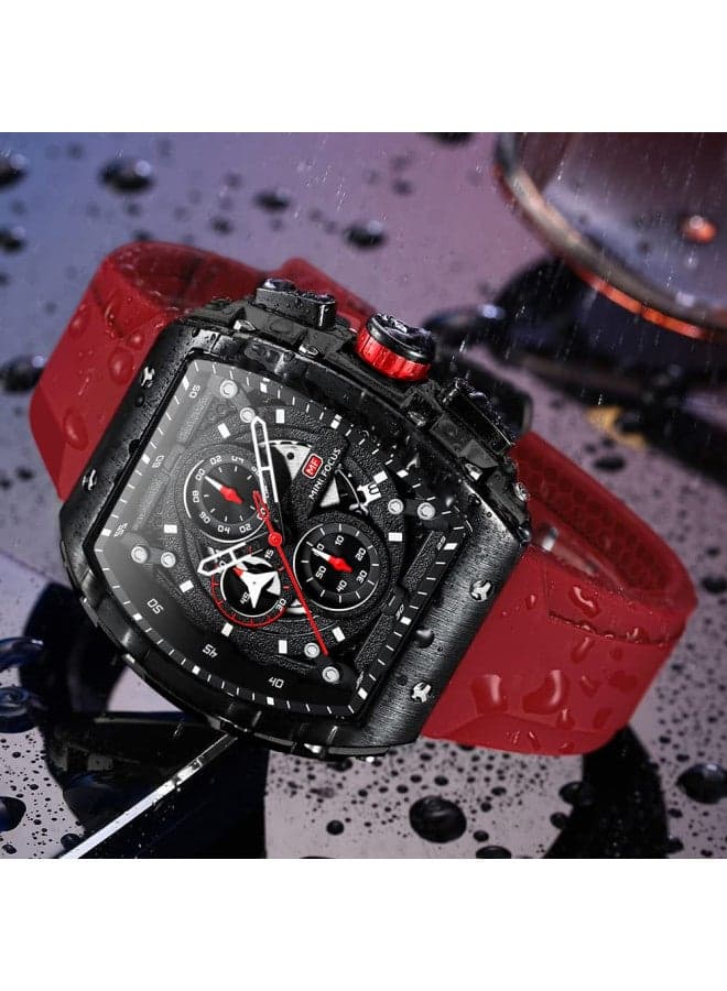 MF MINI FOCUS Watch for Men Wristwatch Fashion Hollow Big Dial Luminous Waterproof Sport Analog Quartz Business Chronograph Mens Watches Blue Silicon Strap Dress Watch