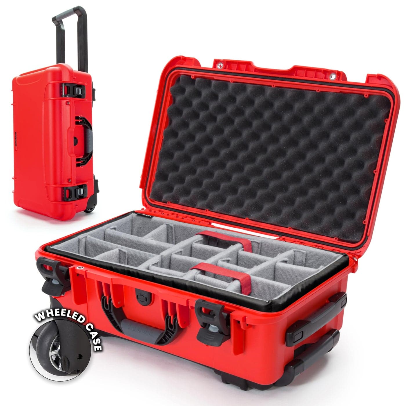 NANUK 935 Hard Case with Padded Divider Waterproof Equipment Case with Wheels 22 x 14 x 9 Dustproof and Impact Resistant Airline CarryOn Approved Red