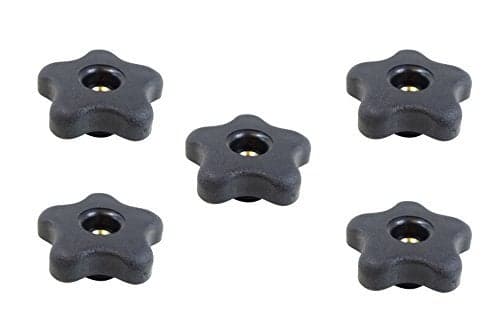 POWERTEC 5 Pack 5/16"-18 5 Star Knobs, Threaded Clamping Knobs for T Track & Table Saw Accessories, Featherboard, Woodworking Jigs on Miter Saw, Router Table, Drill Press (71071)