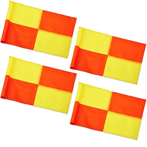 Juexica 4 Pcs Replacement Soccer Corner Flags Referee Flags Portable Big Square Playing Field Corner Banner for Soccer Football Track Volleyball Training Match Accessories (Red, Yellow)